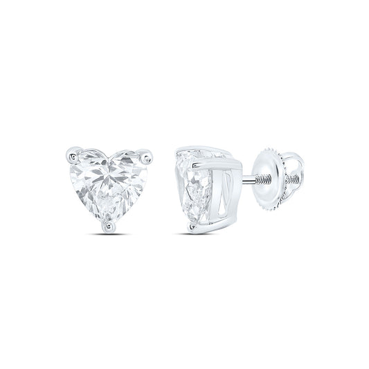 14K Yellow Or White Gold 1 1/2 Cttw Lab Grown Diamond Fashion Heart Earring