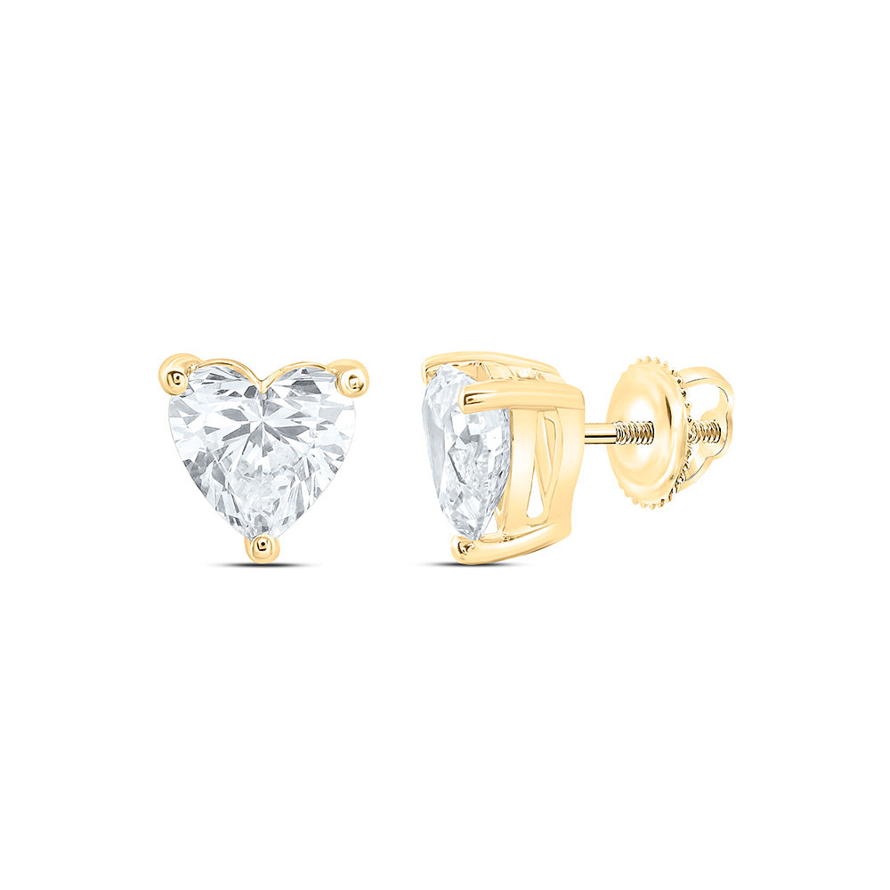 14K Yellow Or White Gold 1 1/2 Cttw Lab Grown Diamond Fashion Heart Earring