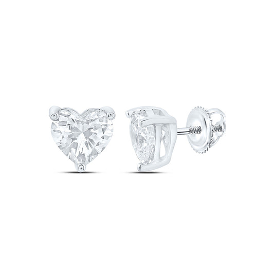 14K Yellow Or White Gold 2 Cttw Lab Grown Diamond Heart Solitaire Earring