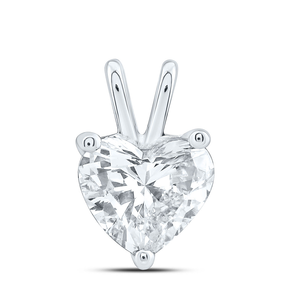 14K Yellow Or White Gold 1 1/2 Cttw Lab Grown Diamond Heart Solitaire Pendant
