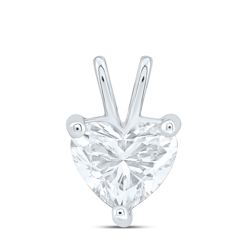 14K Yellow Or White Gold 1 Cttw Lab Grown Diamond Heart Solitaire Pendant