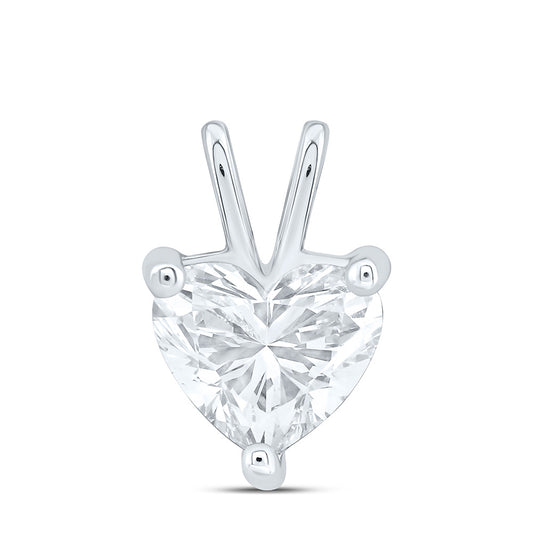 14K Yellow Or White Gold 1 Cttw Lab Grown Diamond Heart Solitaire Pendant