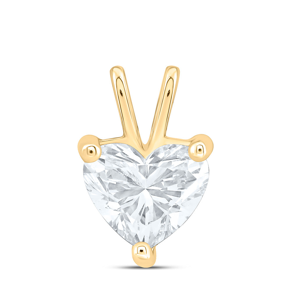 14K Yellow Or White Gold 1 Cttw Lab Grown Diamond Heart Solitaire Pendant