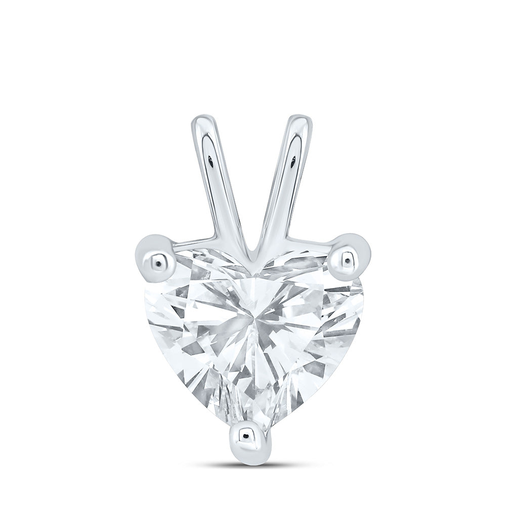 14K Yellow Or White Gold 2 Cttw Lab Grown Diamond Heart Solitaire Pendant