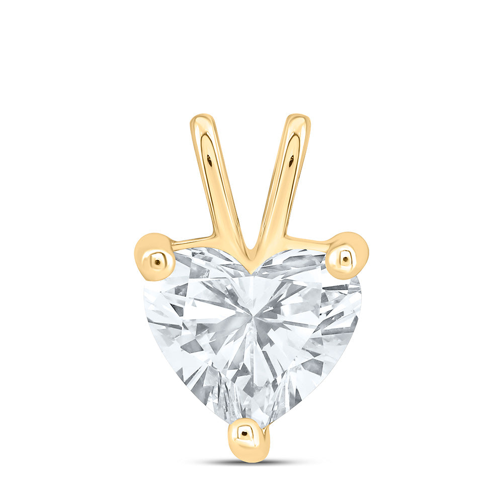 14K Yellow Or White Gold 2 Cttw Lab Grown Diamond Heart Solitaire Pendant