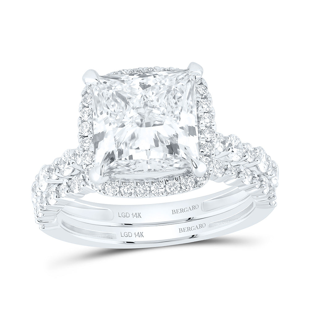 14K Yellow Or White Gold 5 Cttw Lab Grown Diamond 4 Cttw Center Princess Cushion Bridal Set