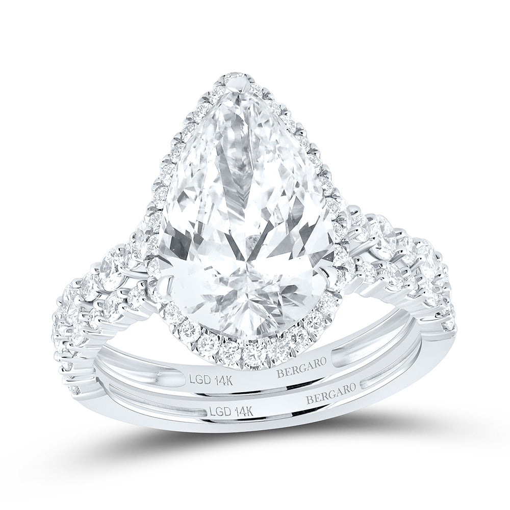 14K Yellow Or White Gold 5 Cttw Lab Grown Diamond 4 Cttw Center Pear Bridal Set