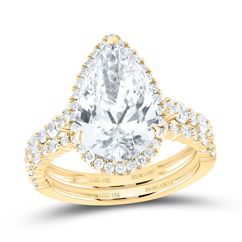 14K Yellow Or White Gold 5 Cttw Lab Grown Diamond 4 Cttw Center Pear Bridal Set