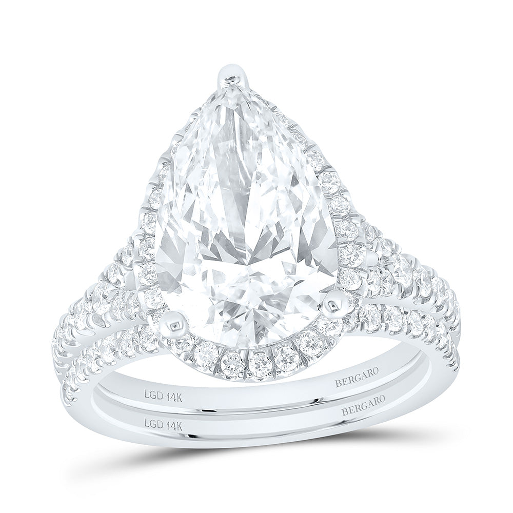 14K Yellow Or White Gold 4 3/4 Cttw Lab Grown Diamond 4 Cttw Center Pear Bridal Set