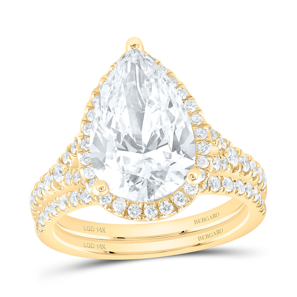 14K Yellow Or White Gold 4 3/4 Cttw Lab Grown Diamond 4 Cttw Center Pear Bridal Set