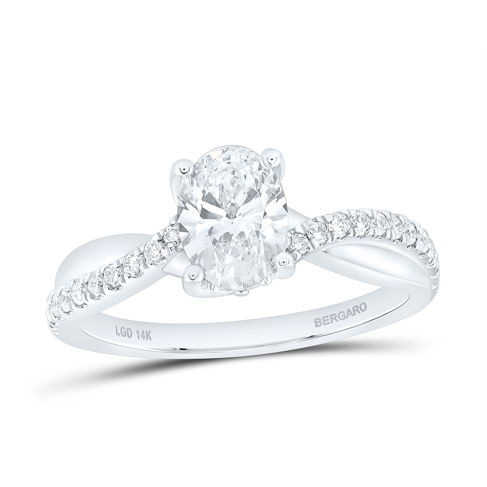 14K Yellow Or White Gold 1 1/4 Cttw Lab Grown Diamond 1 Cttw Center Oval Engagement Ring