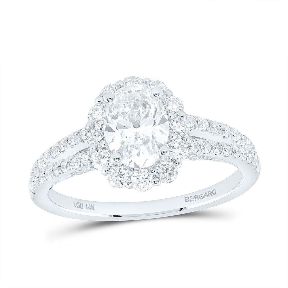 14K Yellow Or White Gold 1 3/4 Cttw Lab Grown Diamond 1 Cttw Center Oval Engagement Ring