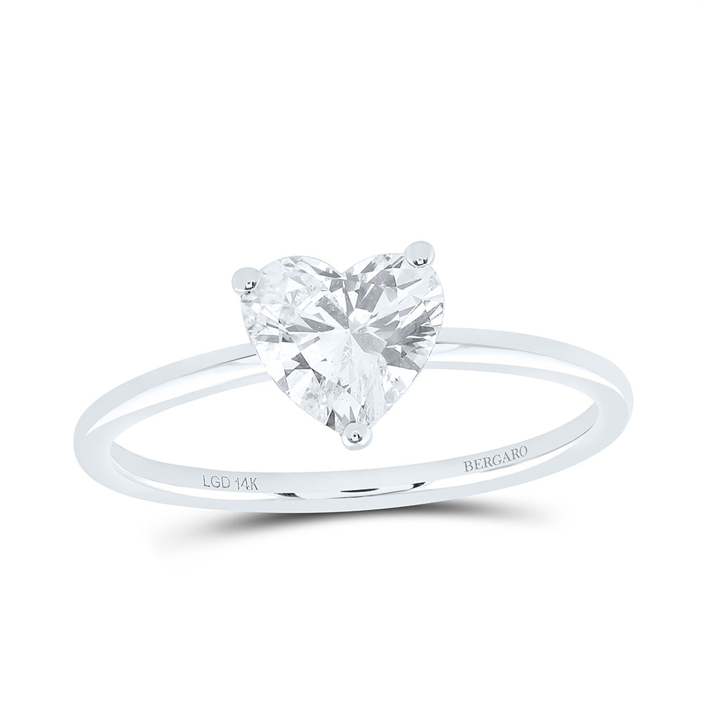 14K Yellow Or White Gold 1 Cttw Lab Grown Diamond Heart Solitaire Ring