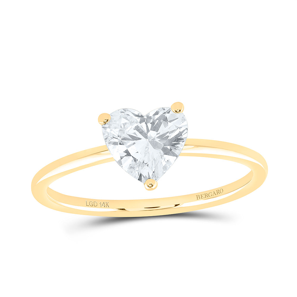 14K Yellow Or White Gold 1 Cttw Lab Grown Diamond Heart Solitaire Ring
