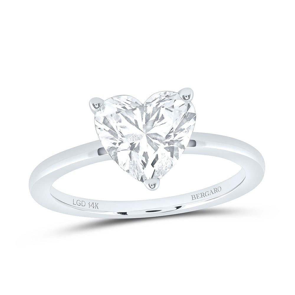 14K Yellow Or White Gold 2 Cttw Lab Grown Diamond Heart Solitaire Ring