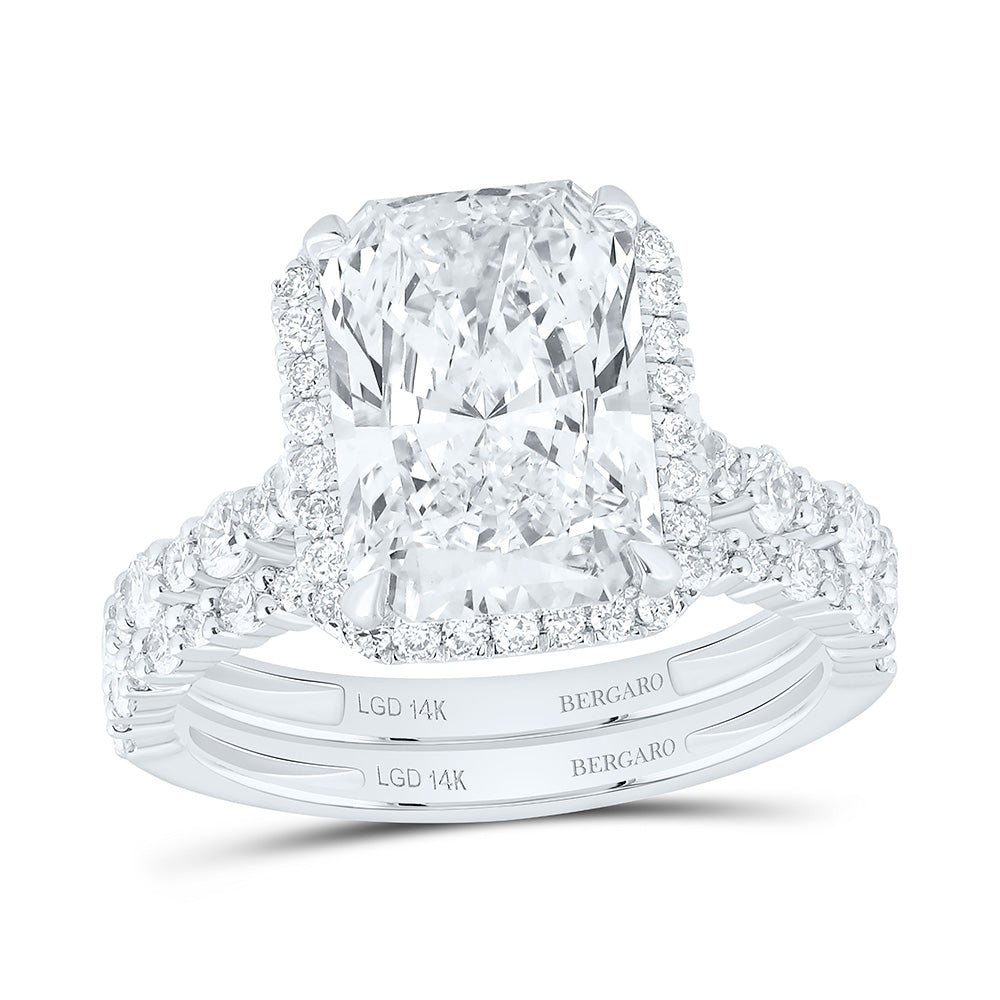 14K Yellow Or White Gold 5 Cttw Lab Grown Diamond 4 Cttw Center Fashion Radiant Bridal Set