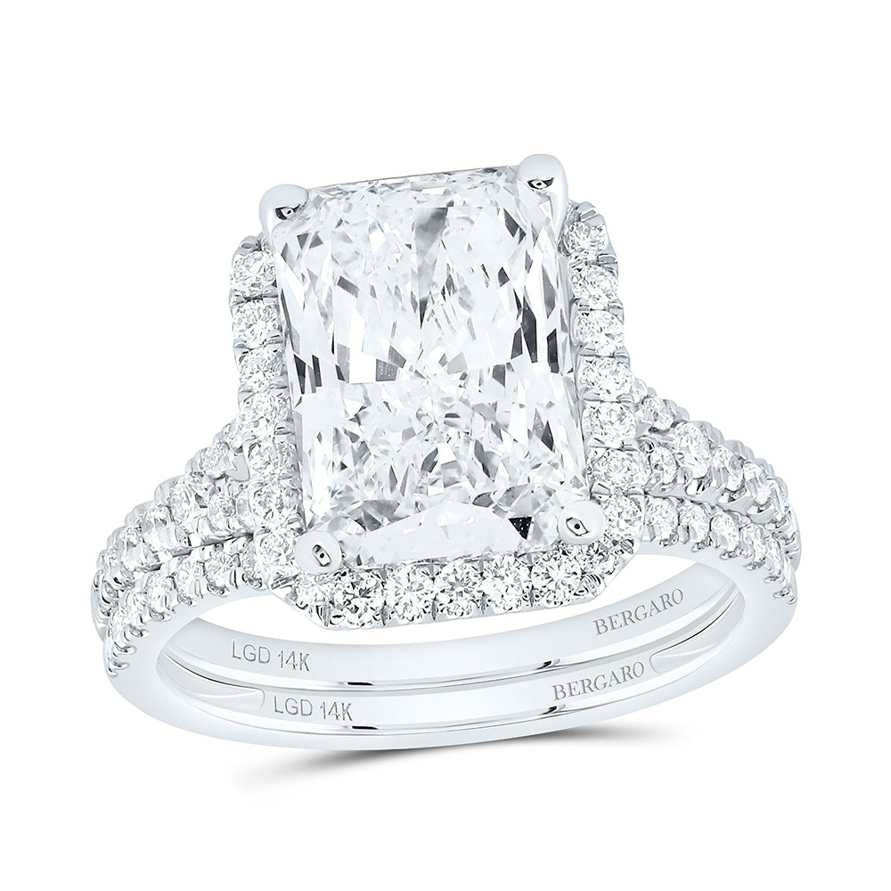 14K Yellow Or White Gold 4 3/4 Cttw Lab Grown Diamond 4 Cttw Center Fashion Radiant Bridal Set