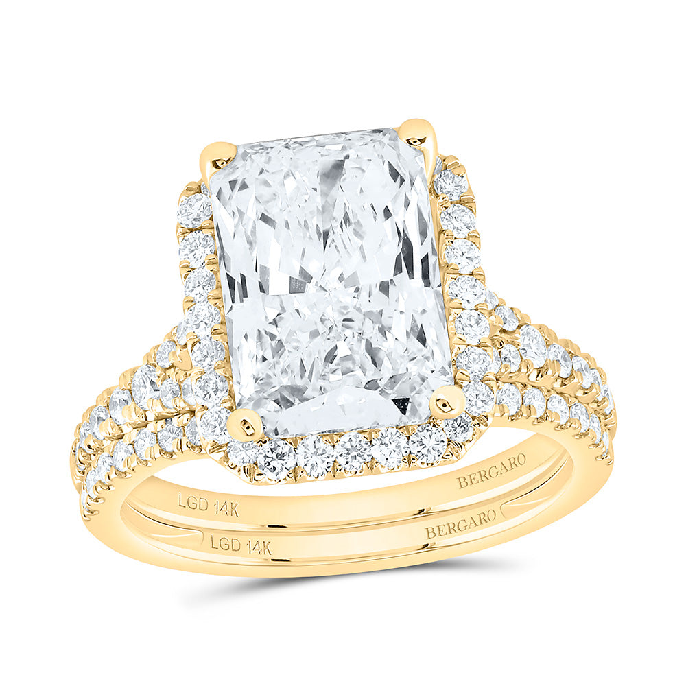 14K Yellow Or White Gold 4 3/4 Cttw Lab Grown Diamond 4 Cttw Center Fashion Radiant Bridal Set