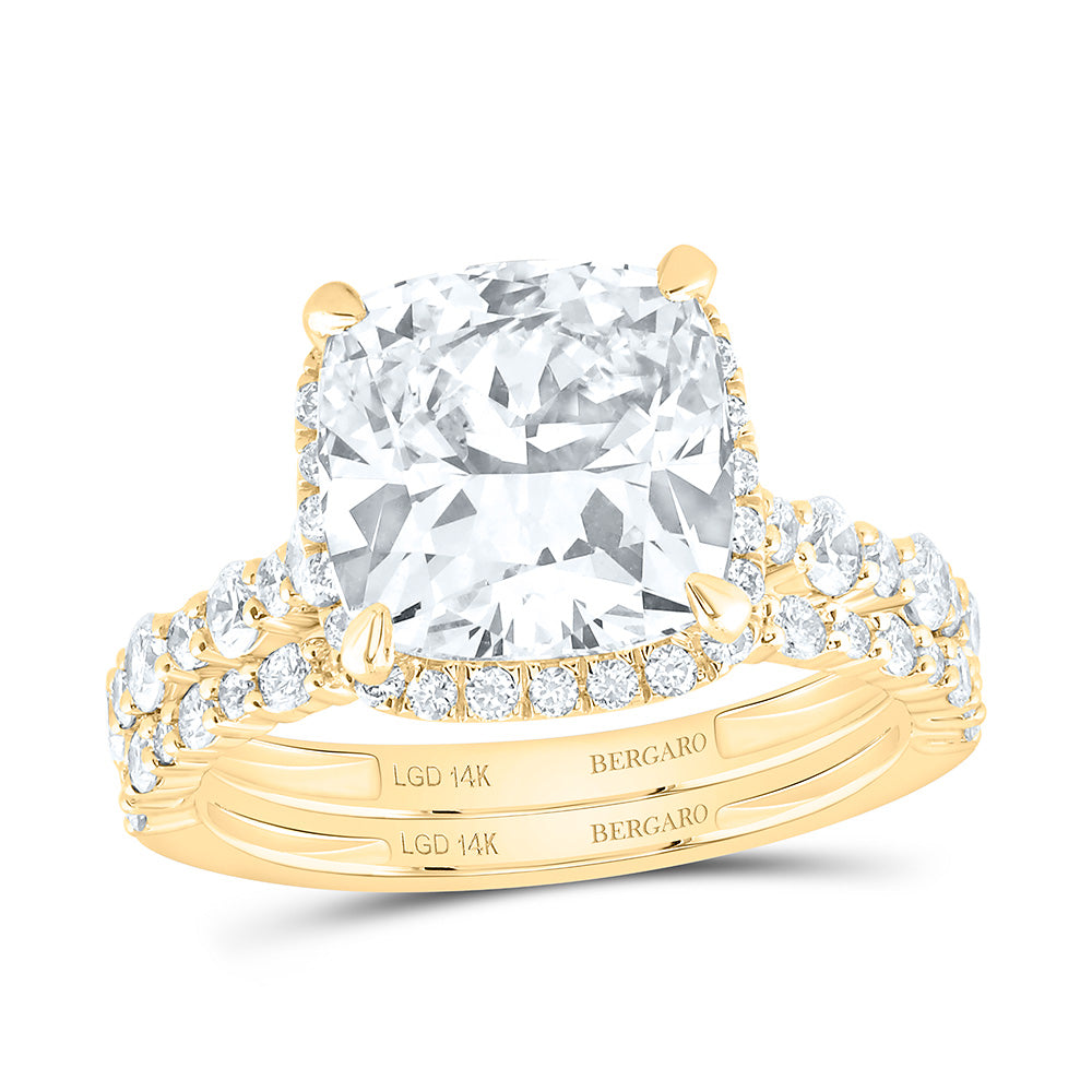 14K Yellow Or White Gold 5 Cttw Lab Grown Diamond 4 Cttw Center Cushion Bridal Set