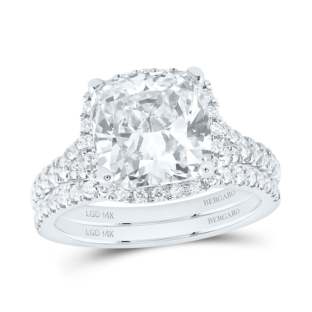 14K Yellow Or White Gold 4 3/4 Cttw Lab Grown Diamond 4 Cttw Center Cushion Bridal Set