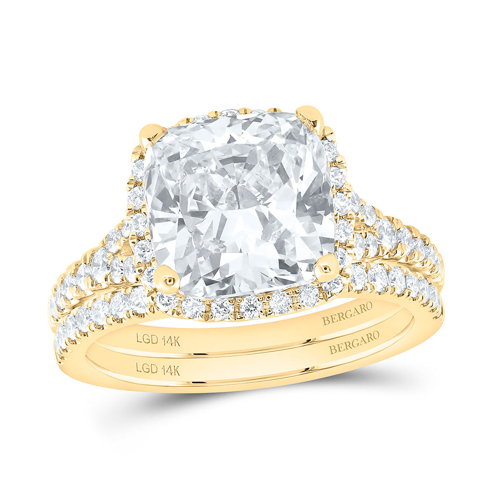 14K Yellow Or White Gold 4 3/4 Cttw Lab Grown Diamond 4 Cttw Center Cushion Bridal Set