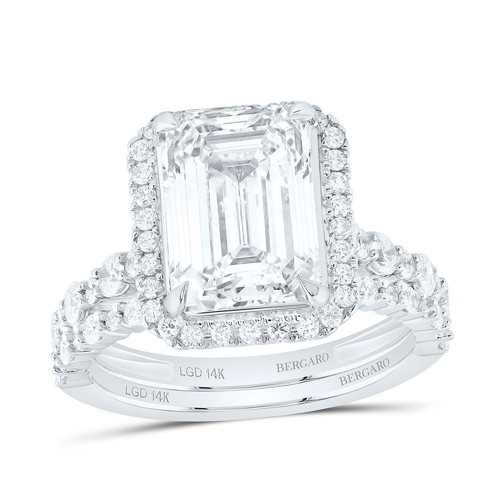 14K Yellow Or White Gold 5 Cttw Lab Grown Diamond 4 Cttw Center Emerald Bridal Set