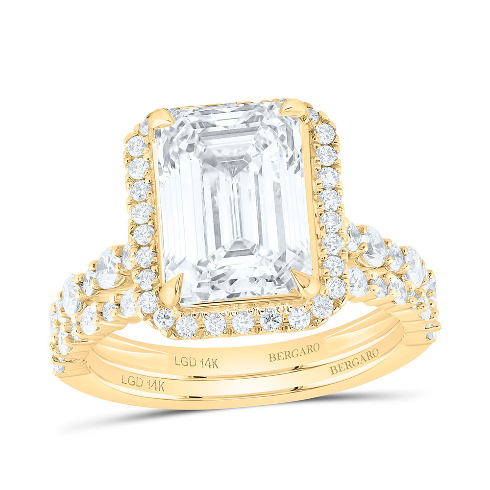 14K Yellow Or White Gold 5 Cttw Lab Grown Diamond 4 Cttw Center Emerald Bridal Set