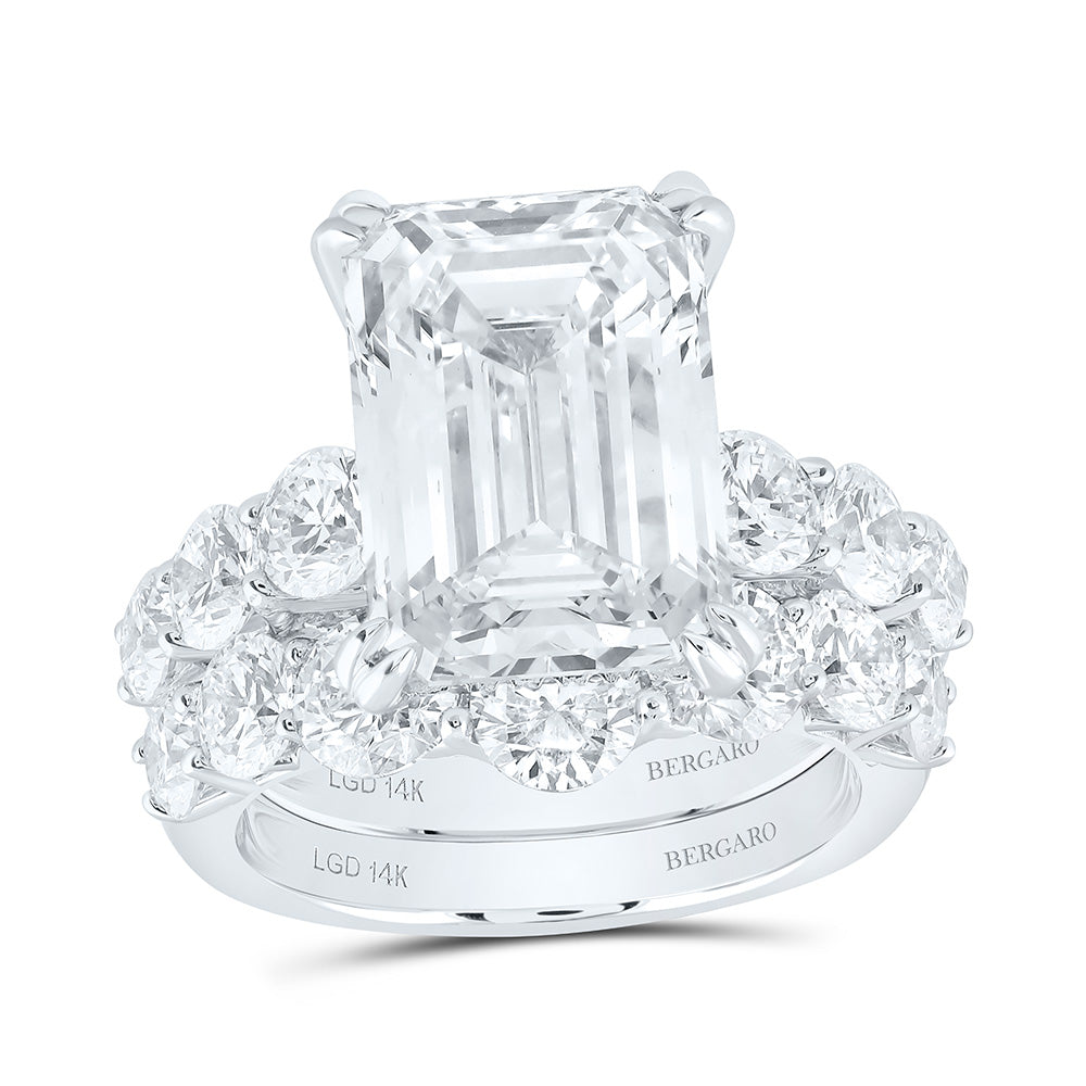 14K Yellow Or White Gold 12 Cttw Lab Grown Diamond 8 Cttw Center Emerald Bridal Set