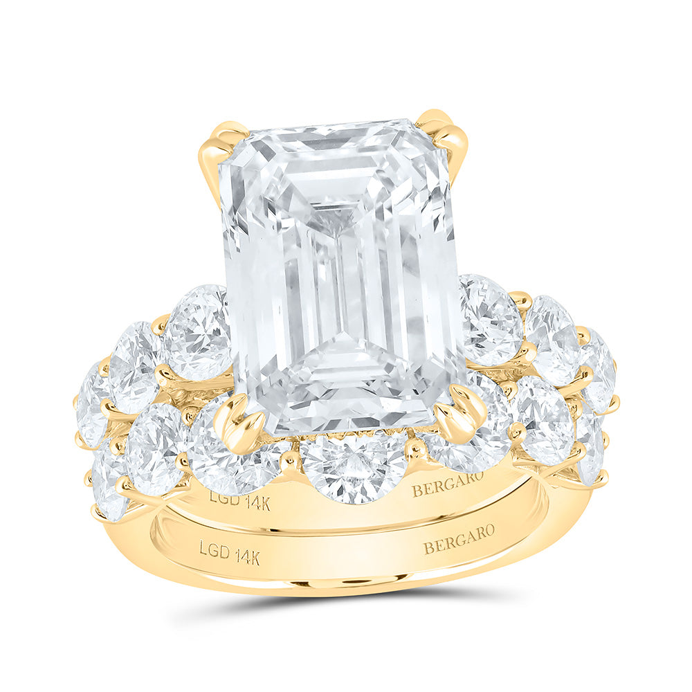 14K Yellow Or White Gold 12 Cttw Lab Grown Diamond 8 Cttw Center Emerald Bridal Set