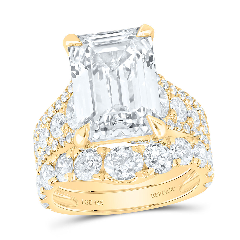 14K Yellow Or White Gold 12 Cttw Lab Grown Diamond 8 Cttw Center Emerald Bridal Set