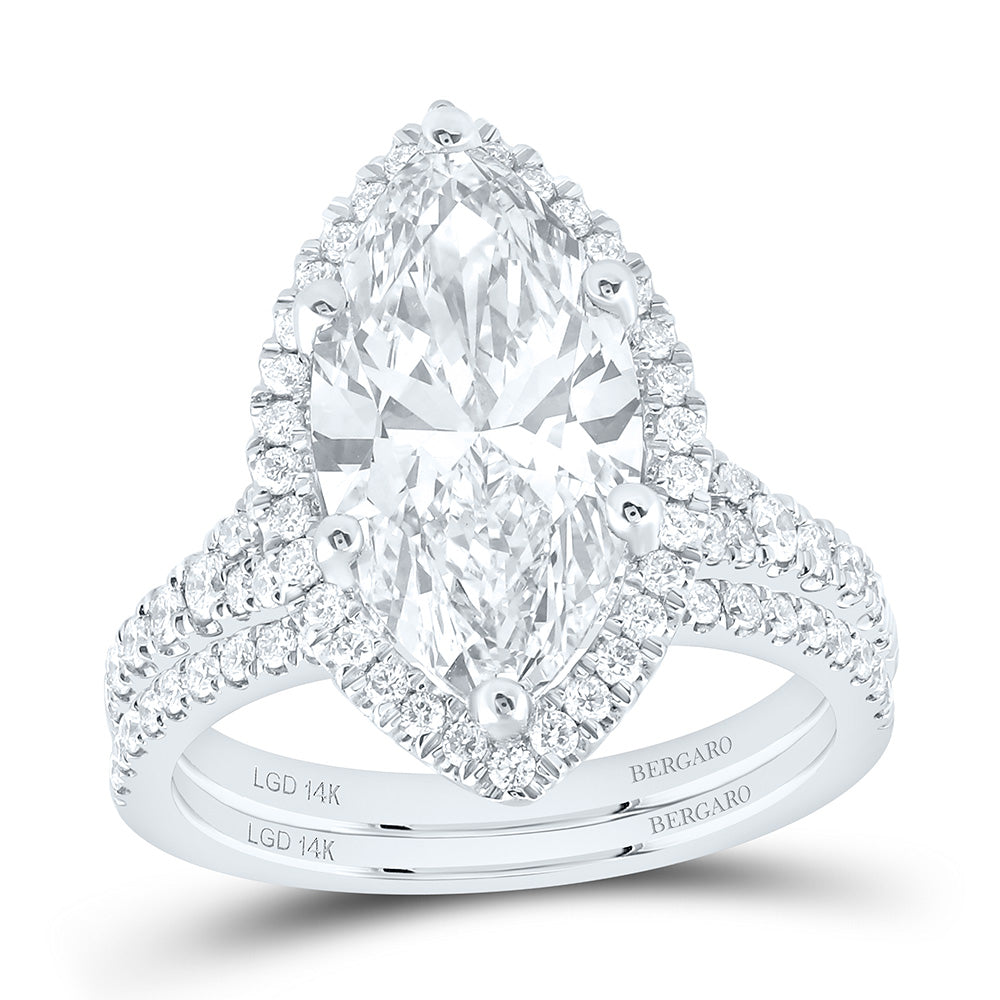 14K Yellow Or White Gold 4 3/4 Cttw Lab Grown Diamond 4 Cttw Center Marquise Bridal Set