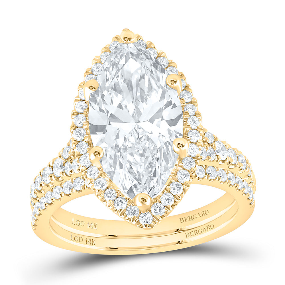 14K Yellow Or White Gold 4 3/4 Cttw Lab Grown Diamond 4 Cttw Center Marquise Bridal Set