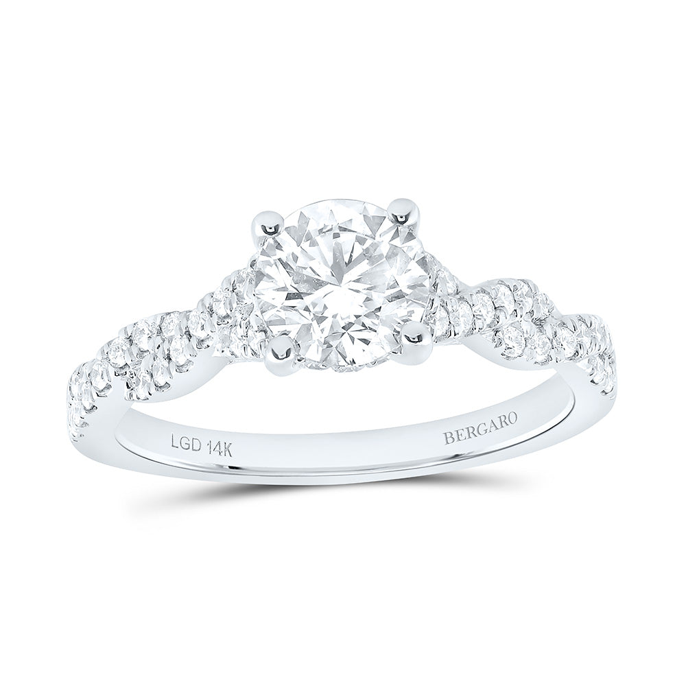 14K Yellow Or White Gold 1 1/3 Cttw Lab Grown Diamond 1 Cttw Center Round Engagement Ring