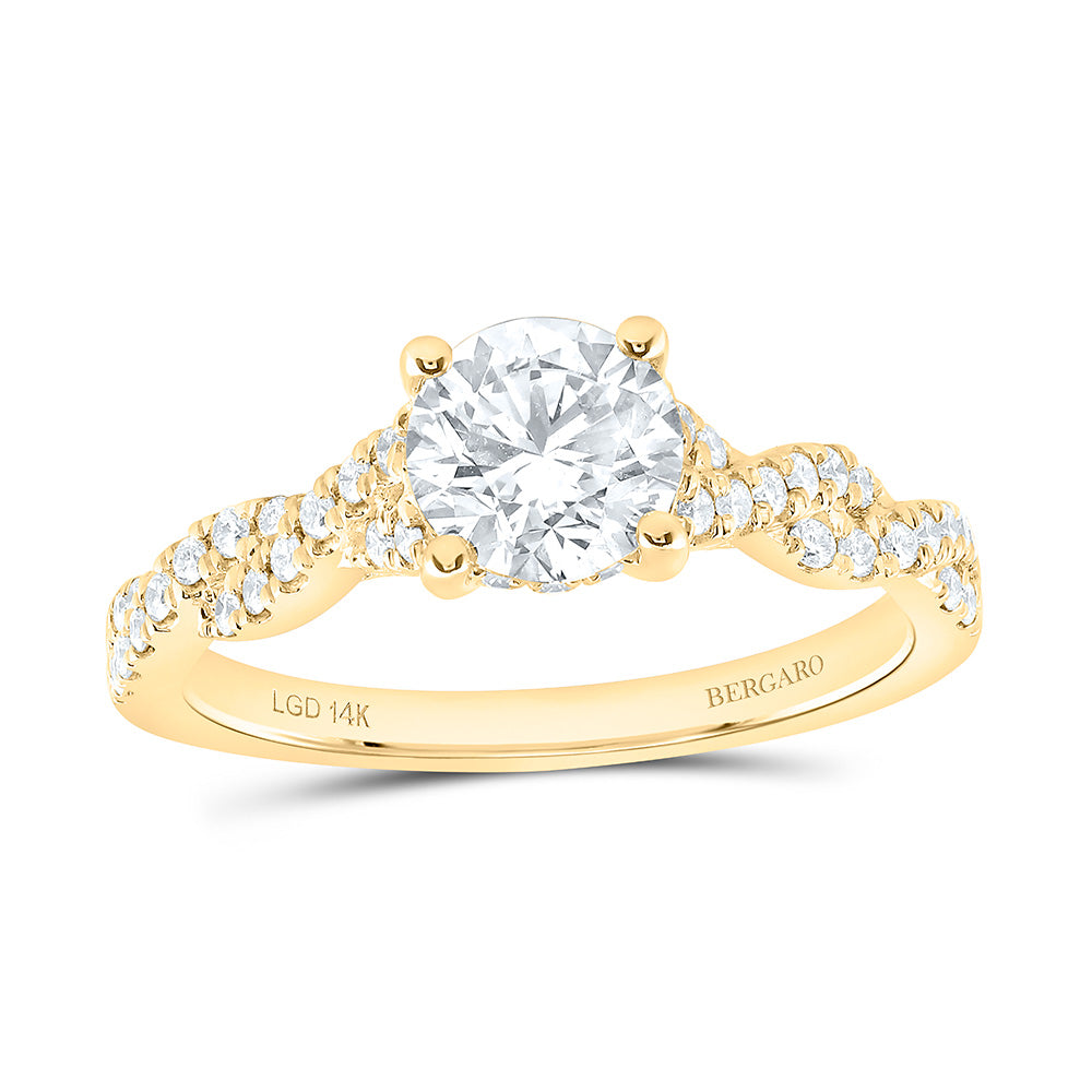 14K Yellow Or White Gold 1 1/3 Cttw Lab Grown Diamond 1 Cttw Center Round Engagement Ring