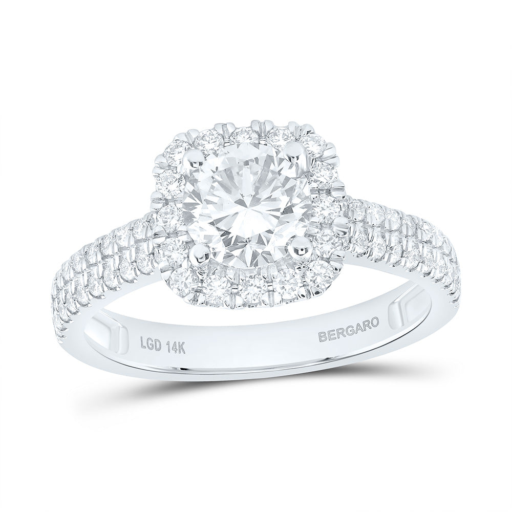 14K Yellow Or White Gold 1 1/2 Cttw Lab Grown Diamond 1 Cttw Center Round Cushion Engagement Ring