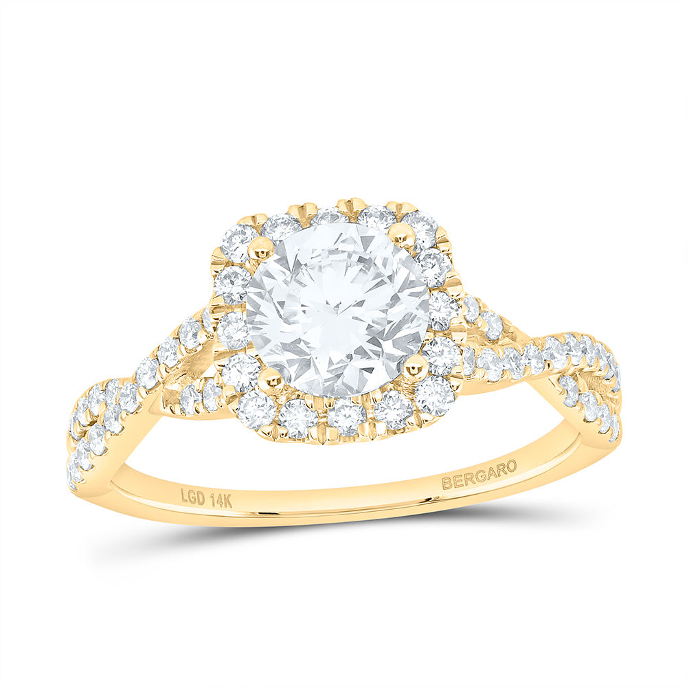 14K Yellow Or White Gold 1 1/2 Cttw Lab Grown Diamond 1 Cttw Center Round Cushion Engagement Ring