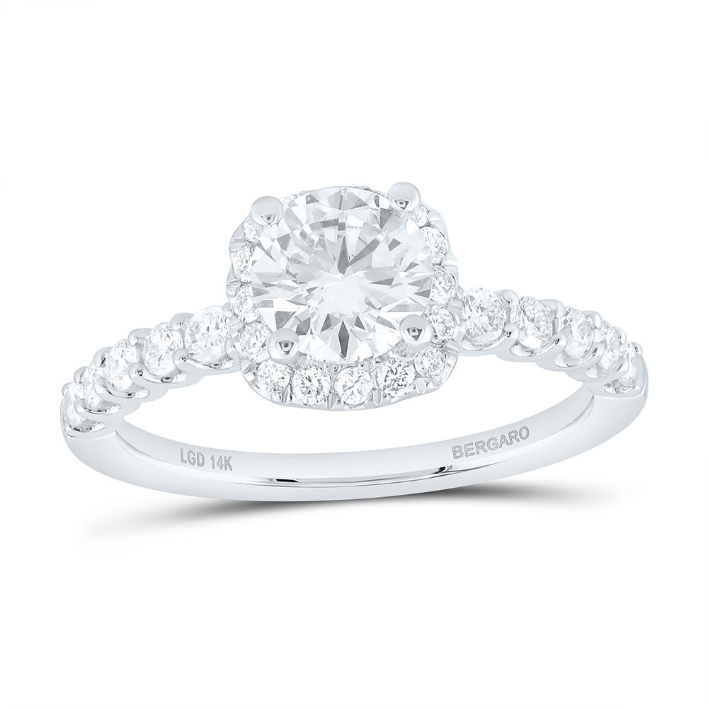 14K Yellow Or White Gold 1 1/2 Cttw Lab Grown Diamond 1 Cttw Center Round Cushion Engagement Ring