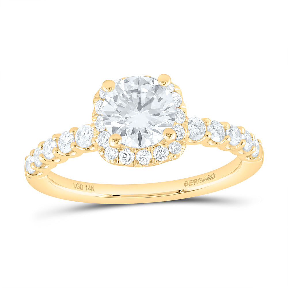 14K Yellow Or White Gold 1 1/2 Cttw Lab Grown Diamond 1 Cttw Center Round Cushion Engagement Ring