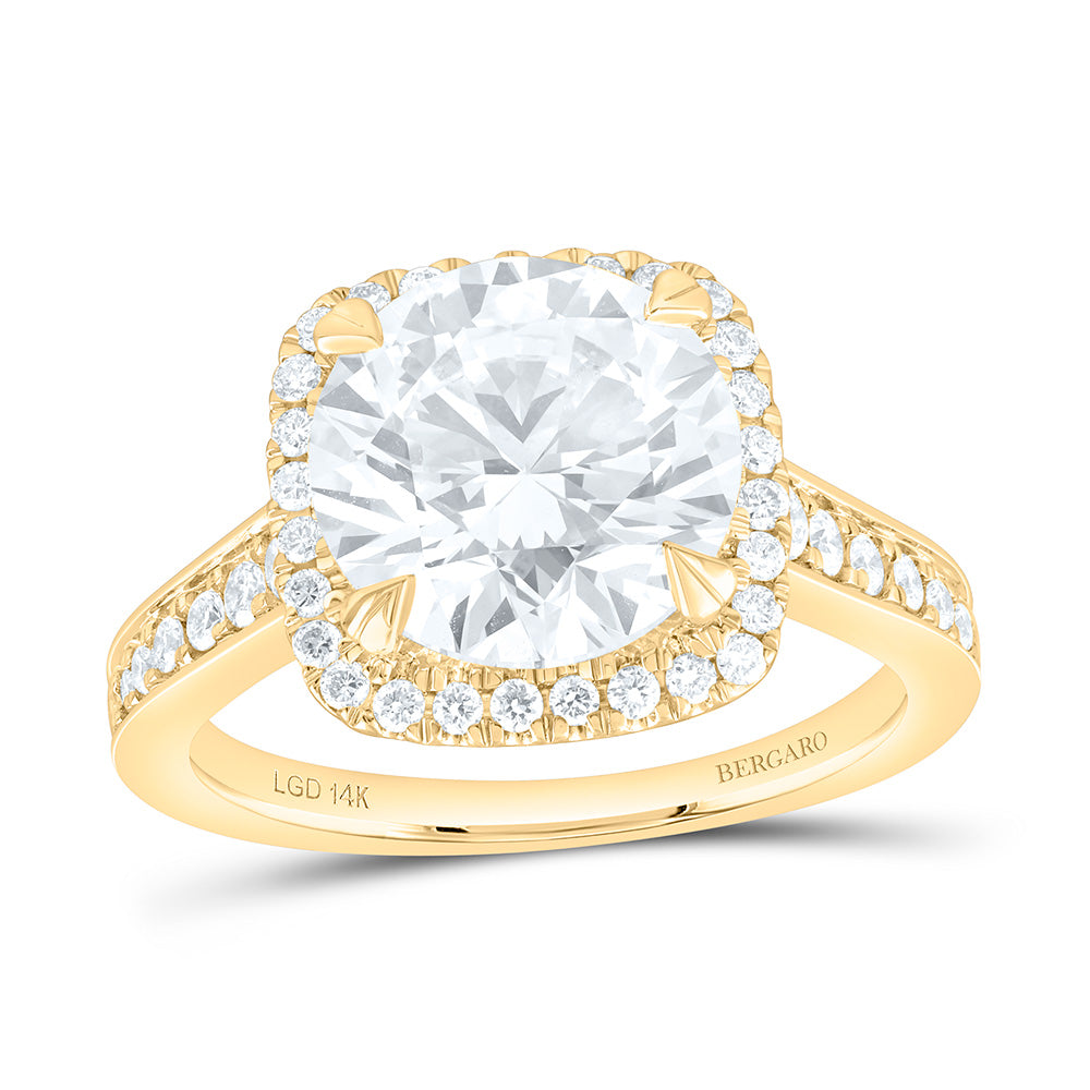 14K Yellow Or White Gold 4 1/2 Cttw Lab Grown Diamond 4 Cttw Center Round Cushion Engagement Ring