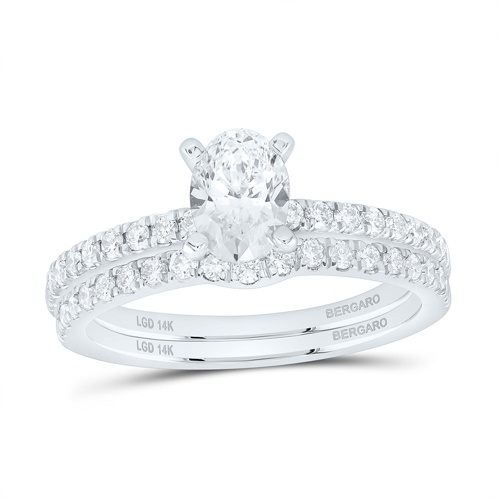 14K Yellow Or White Gold 1 1/4 Cttw Lab Grown Diamond 3/4 Cttw Center Oval Bridal Set