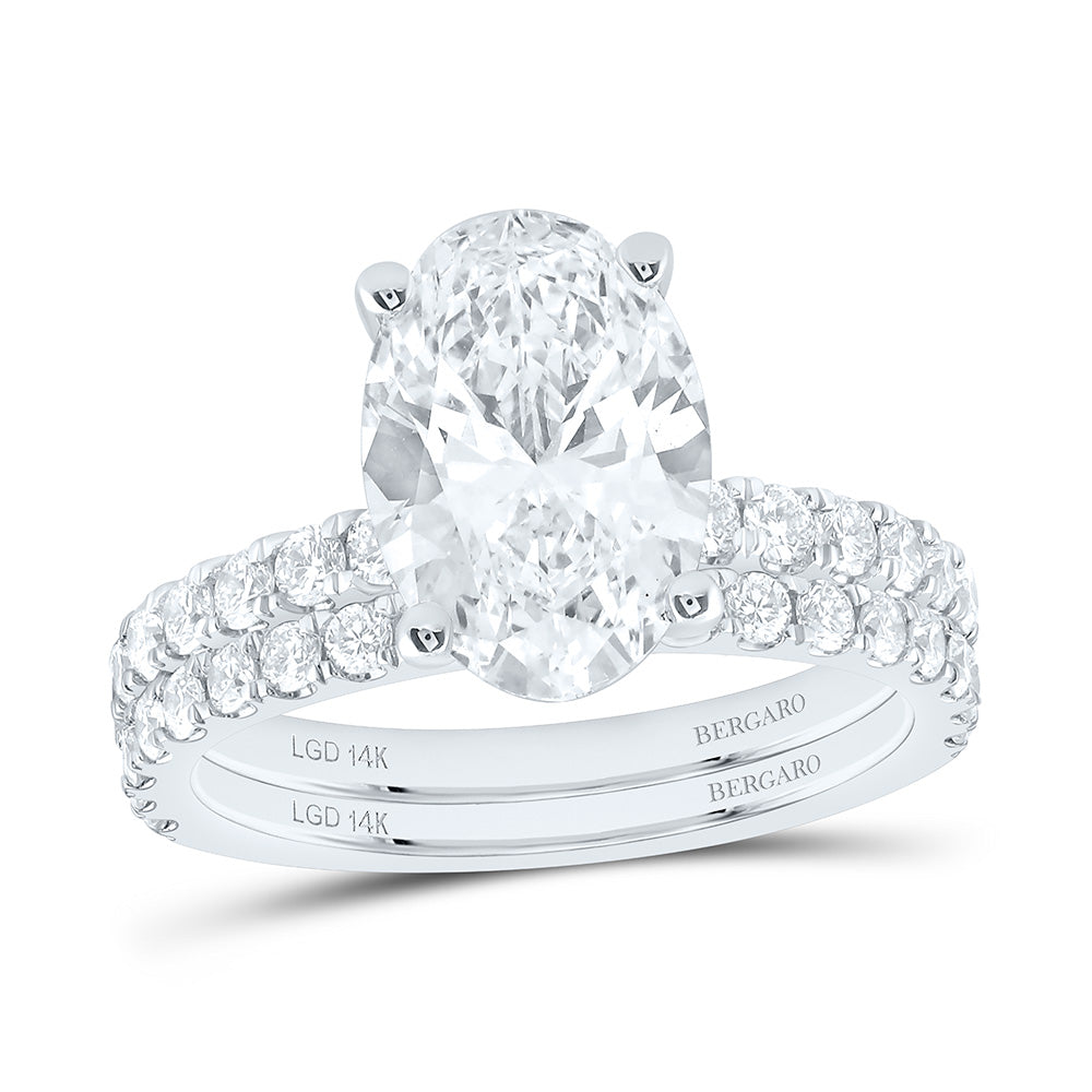 14K Yellow Or White Gold 4 Cttw Lab Grown Diamond 3 Cttw Center Oval Bridal Set