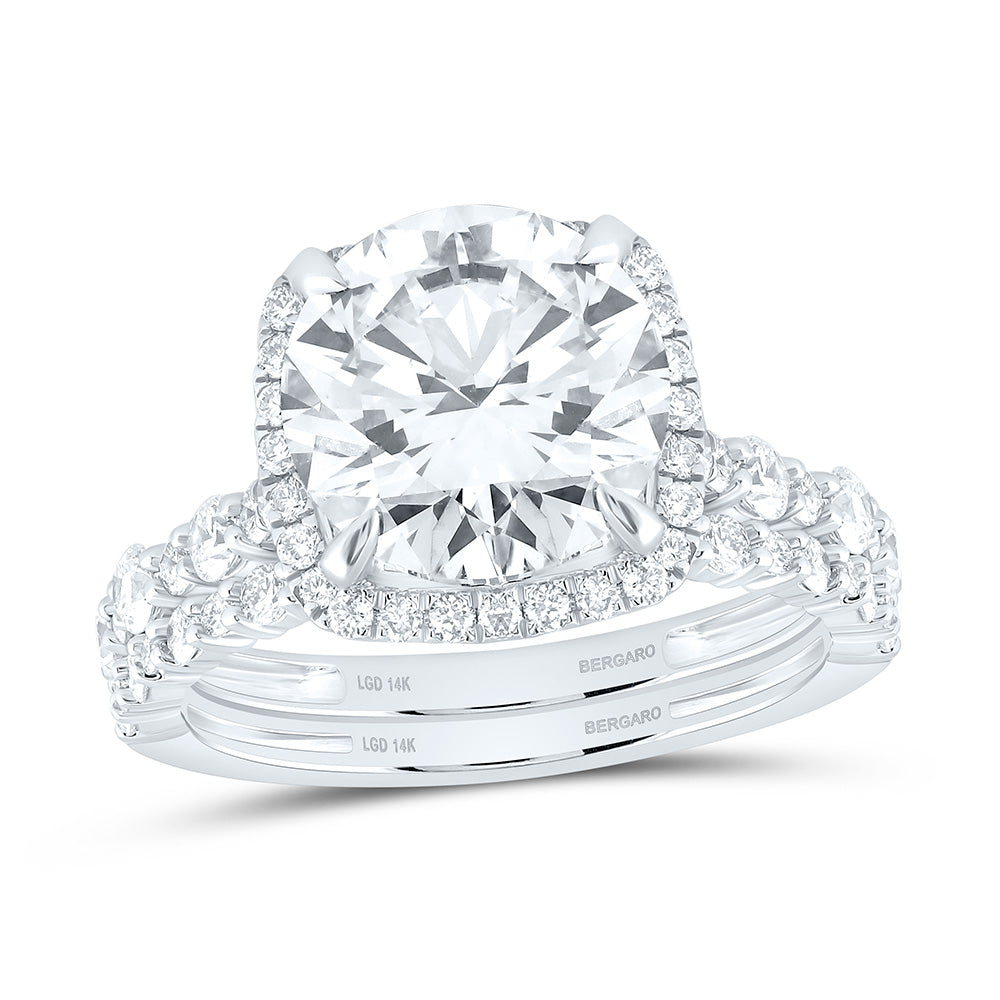 14K Yellow Or White Gold 5 Cttw Lab Grown Diamond 4 Cttw Center Round Cushion Bridal Set
