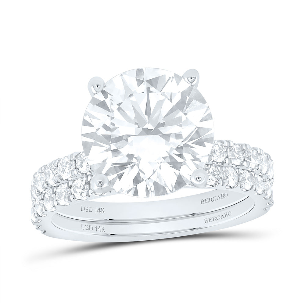 14K Yellow Or White Gold 6 Cttw Lab Grown Diamond 5 Cttw Center Round Bridal Set