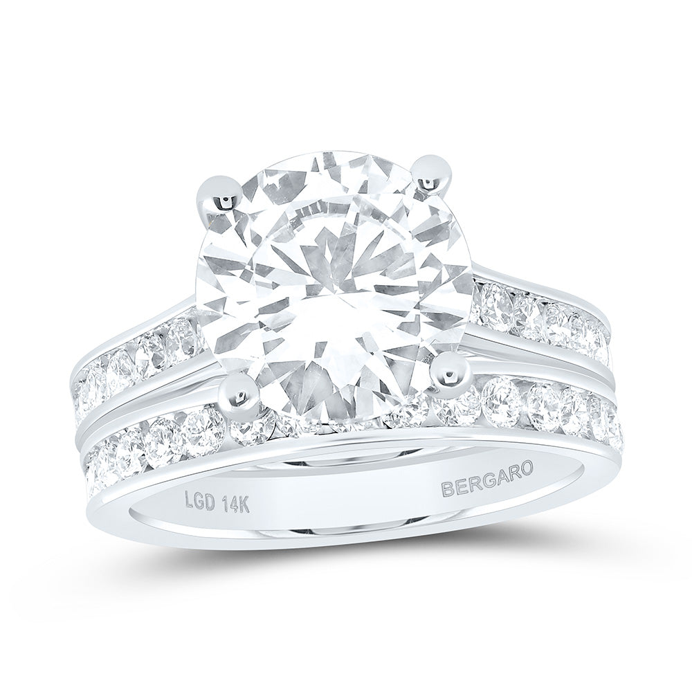 14K Yellow Or White Gold 5 Cttw Lab Grown Diamond 4 Cttw Center Round Bridal Set