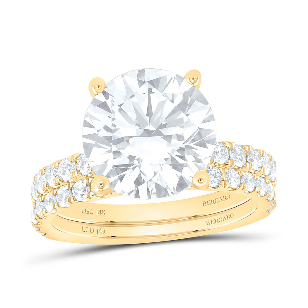 14K Yellow Or White Gold 6 Cttw Lab Grown Diamond 5 Cttw Center Round Bridal Set