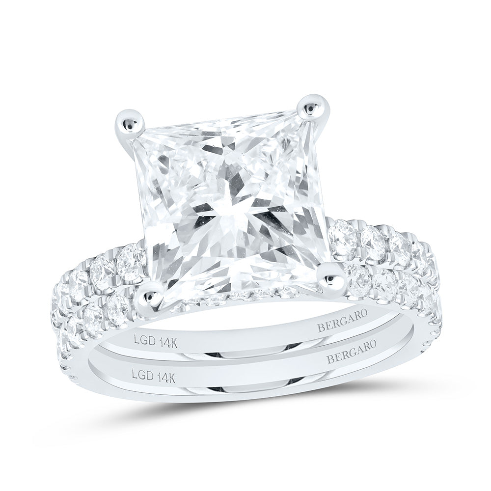 14K Yellow Or White Gold 6 Cttw Lab Grown Diamond 5 Cttw Center Princess Bridal Set