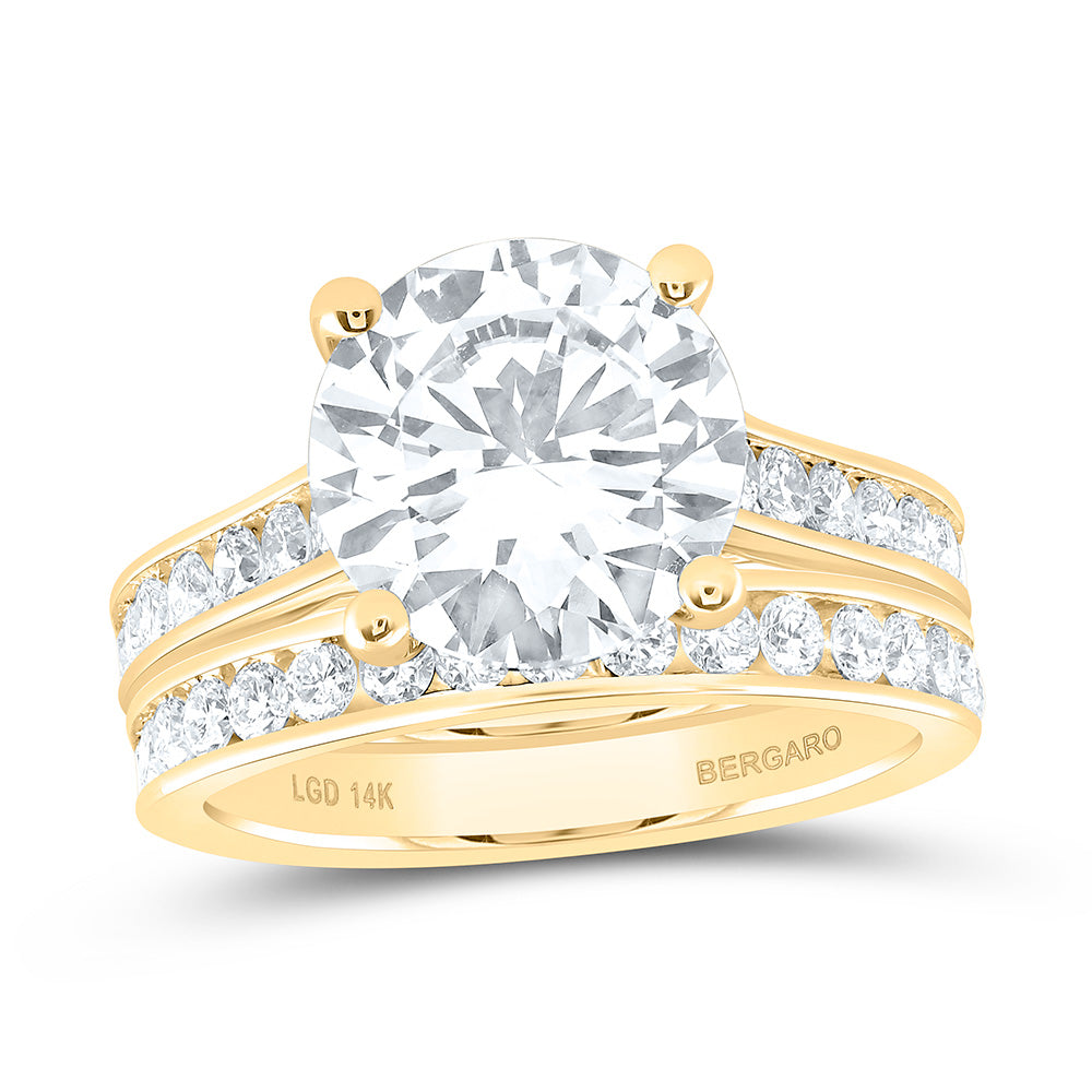 14K Yellow Or White Gold 5 Cttw Lab Grown Diamond 4 Cttw Center Round Bridal Set