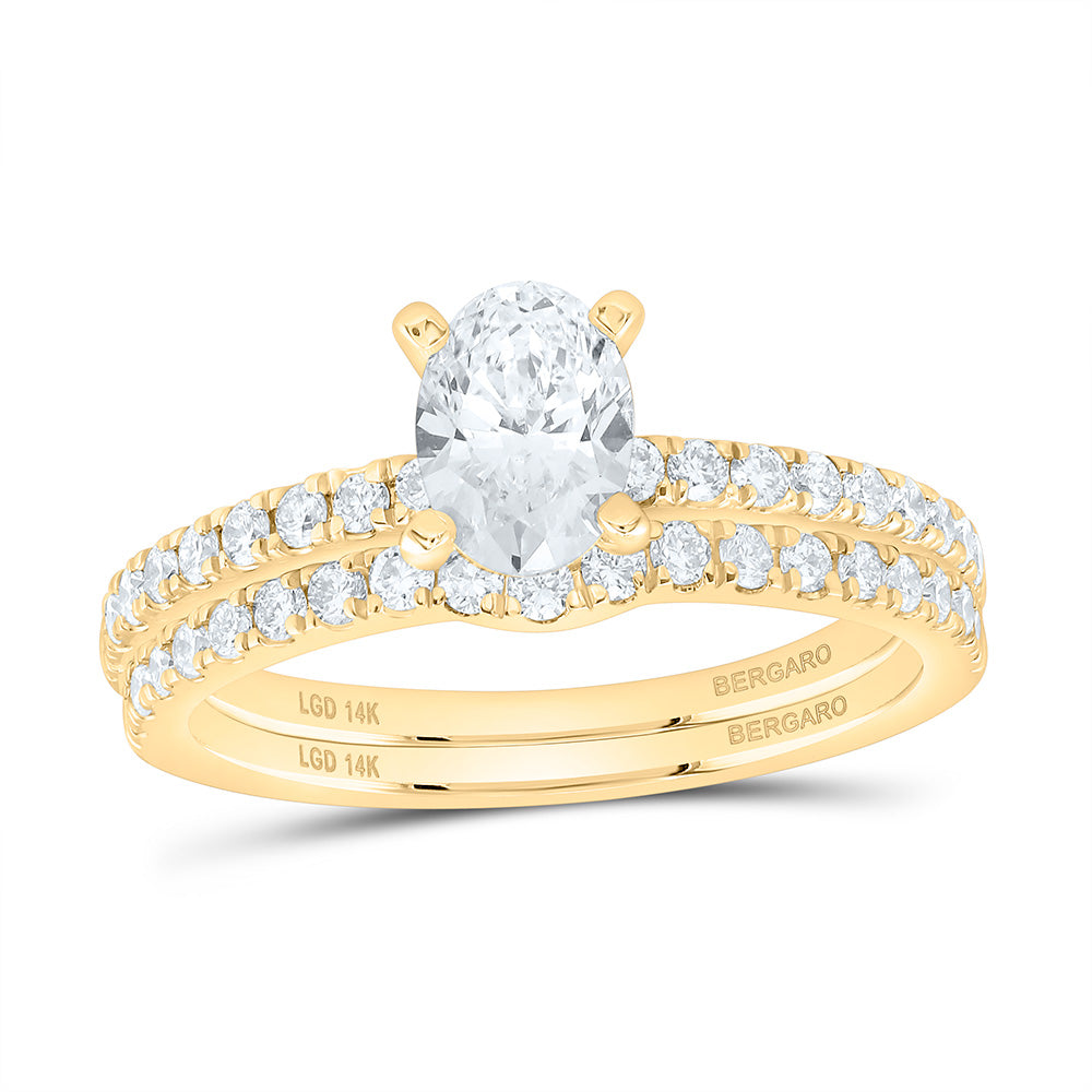 14K Yellow Or White Gold 1 1/4 Cttw Lab Grown Diamond 3/4 Cttw Center Oval Bridal Set