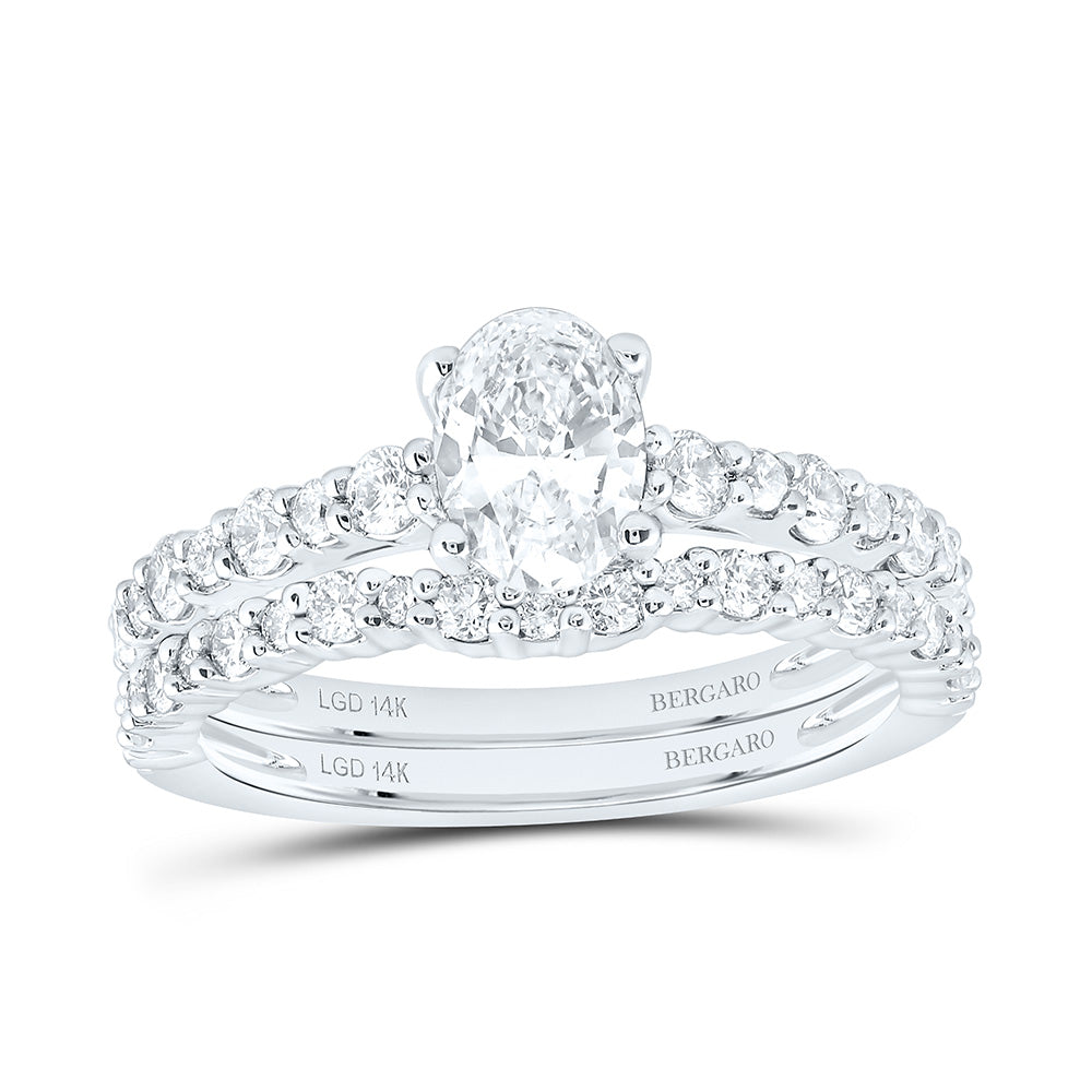 14K Yellow Or White Gold 1 1/2 Cttw Lab Grown Diamond 3/4 Cttw Center Oval Bridal Set