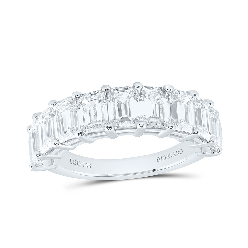 14K Yellow Or White Gold 4 1/2 Cttw Lab Grown Diamond Fashion Emerald Band